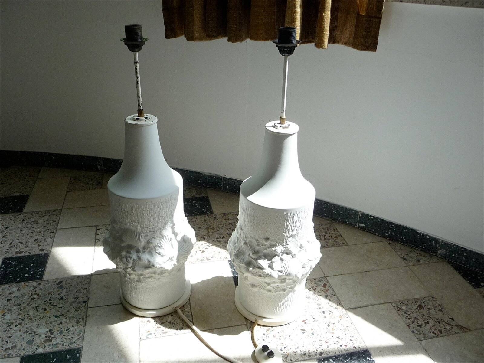 Large bisque porcelain table lamps from Kaiser, Germany 1960s, Set of 2