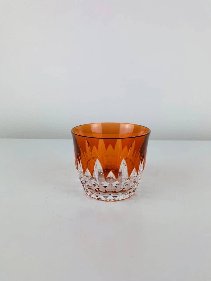 Orange overlay crystal glass in Piccadilly style by Baccarat.