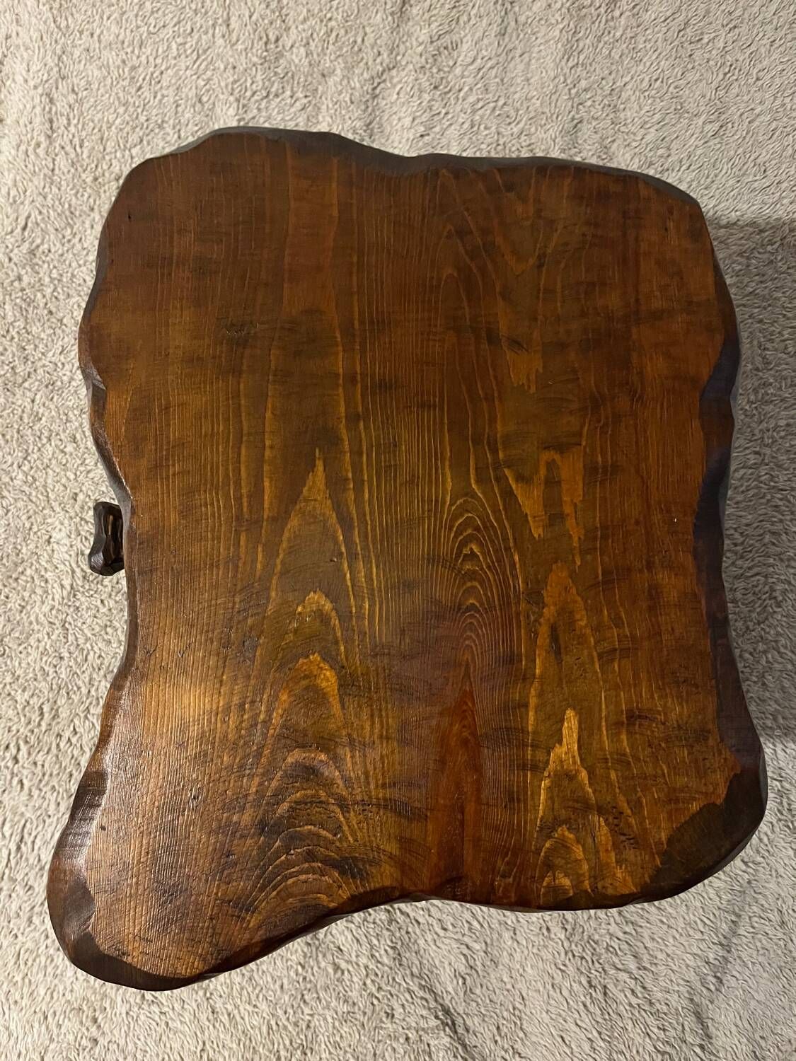 Brutalist wooden bedside table or occasional piece of furniture