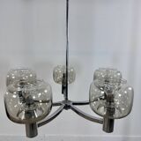 Vintage 70's chrome metal chandelier by Gaetano Sciolari