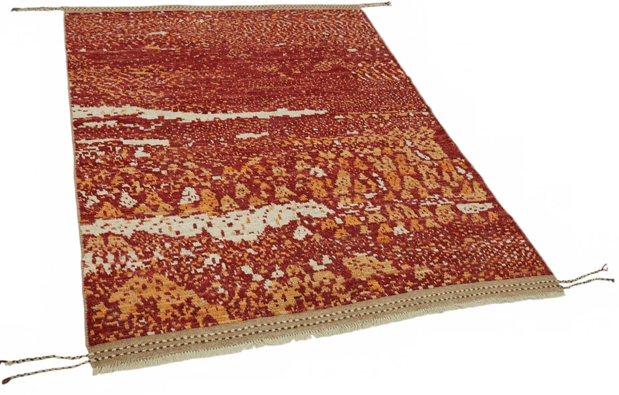 Handwoven Turkish Rustic 149 cm x 209 cm Red Wool Carpet