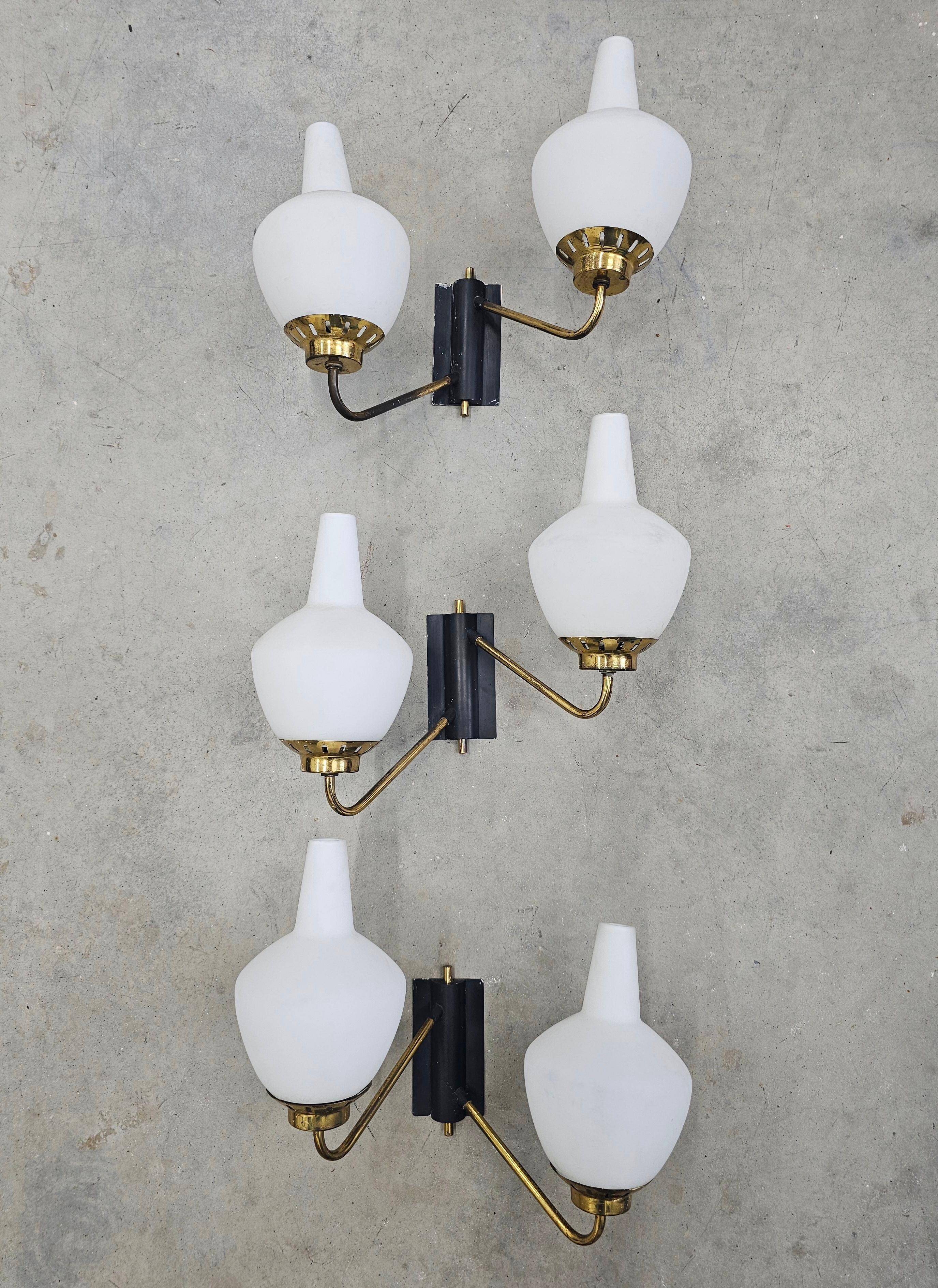Mid-Century Modern wall lights attributed to Stilnovo 1950s