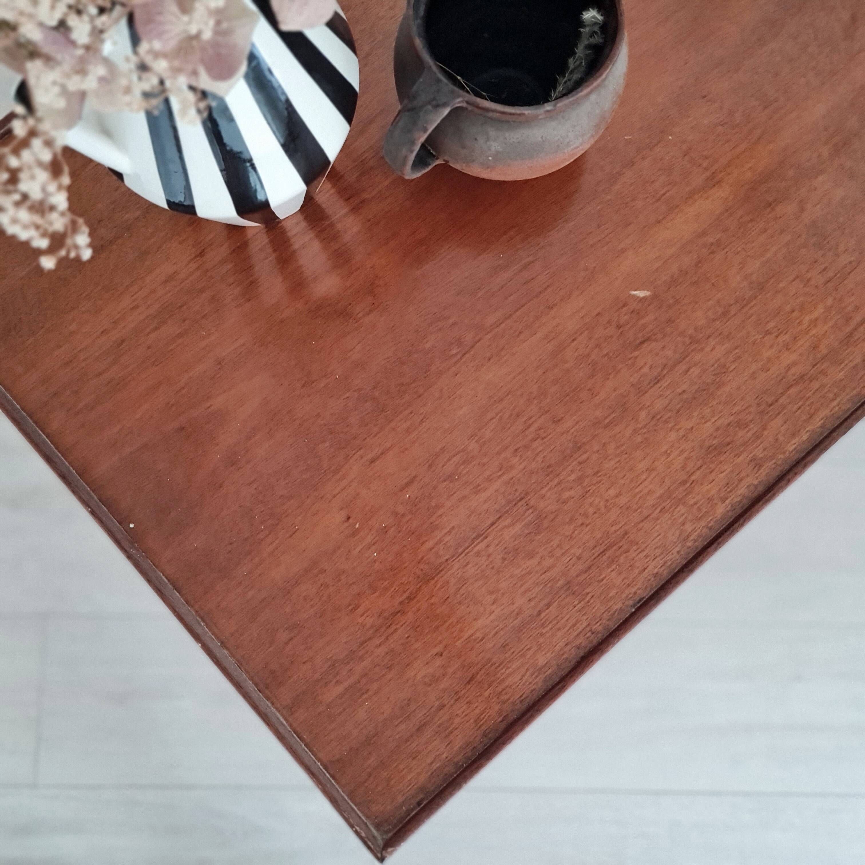 Old wooden coffee table - crossed base