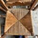 Set of 6 sculpted oak chairs with straw seats – 1950s