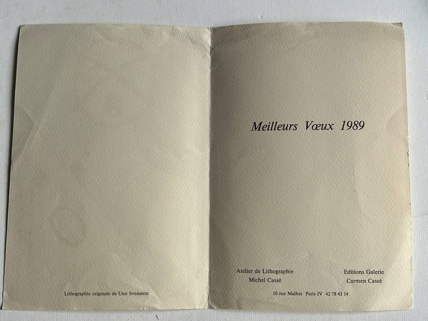 Lithographie originale de Uno Svensson, 1986. Michel Cassé