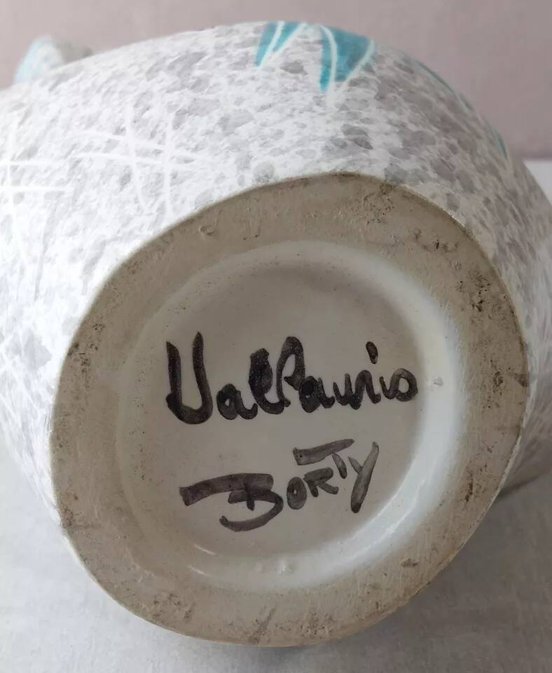 Old zoomorphic vase with fish decoration, by A. Borty, from Vallauris