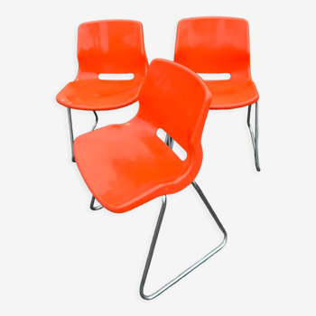 Chaises overman orange vintage année 1970