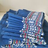 grande nappe et 11 serviettes vintage basque bleu indigo,