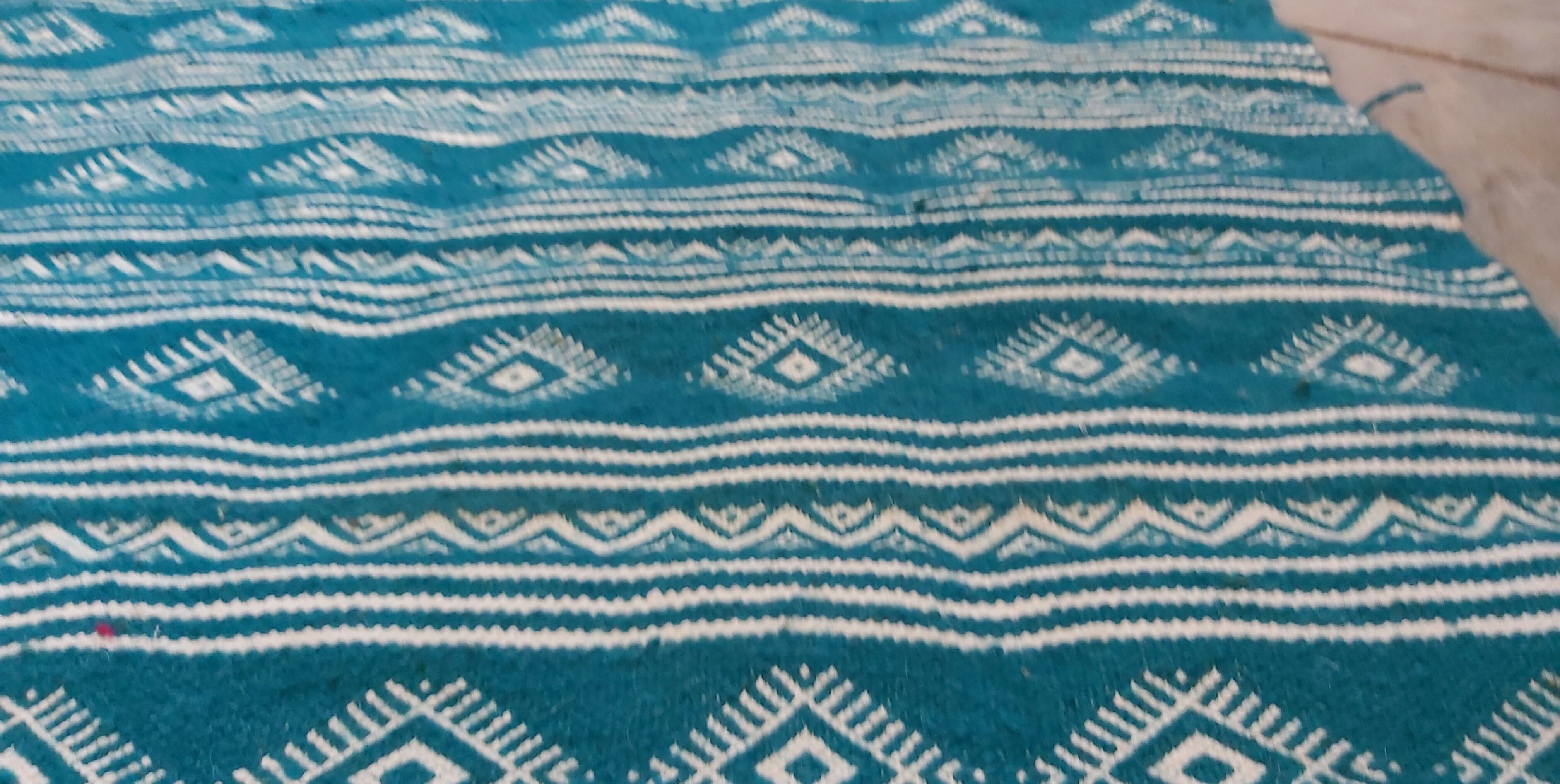 Traditional Berber blue and white kilim rug 115cm-70