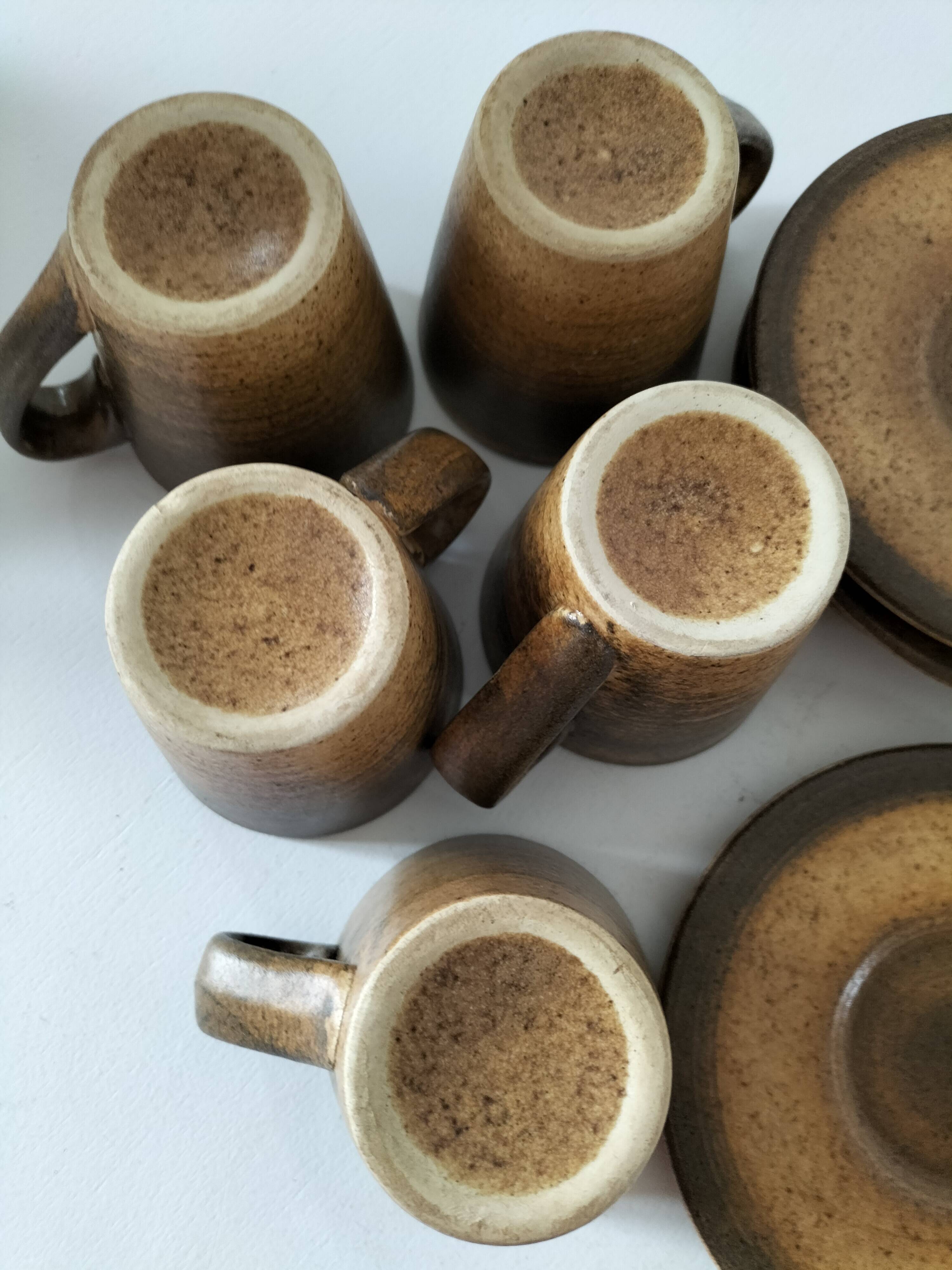 Set of 5 Longchamp France cups and 5 saucers in Japandi style