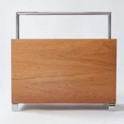 Mid-century modern magazine rack, teak and chrome, 1960s