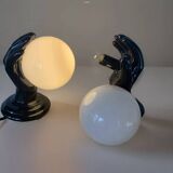 Pair of Ceramic Wall Lights or Lamps in the Shape of a Hand