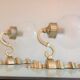 Pair of wall lamps in gilded metal and frosted glass art deco style