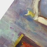 Oil on wood by Riccardo Capone Interior Church 50s 60s