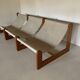 Sling chair in pine, canvas and sheepskin, 1970s