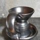 1950s iridescent black ceramic hand candle holder