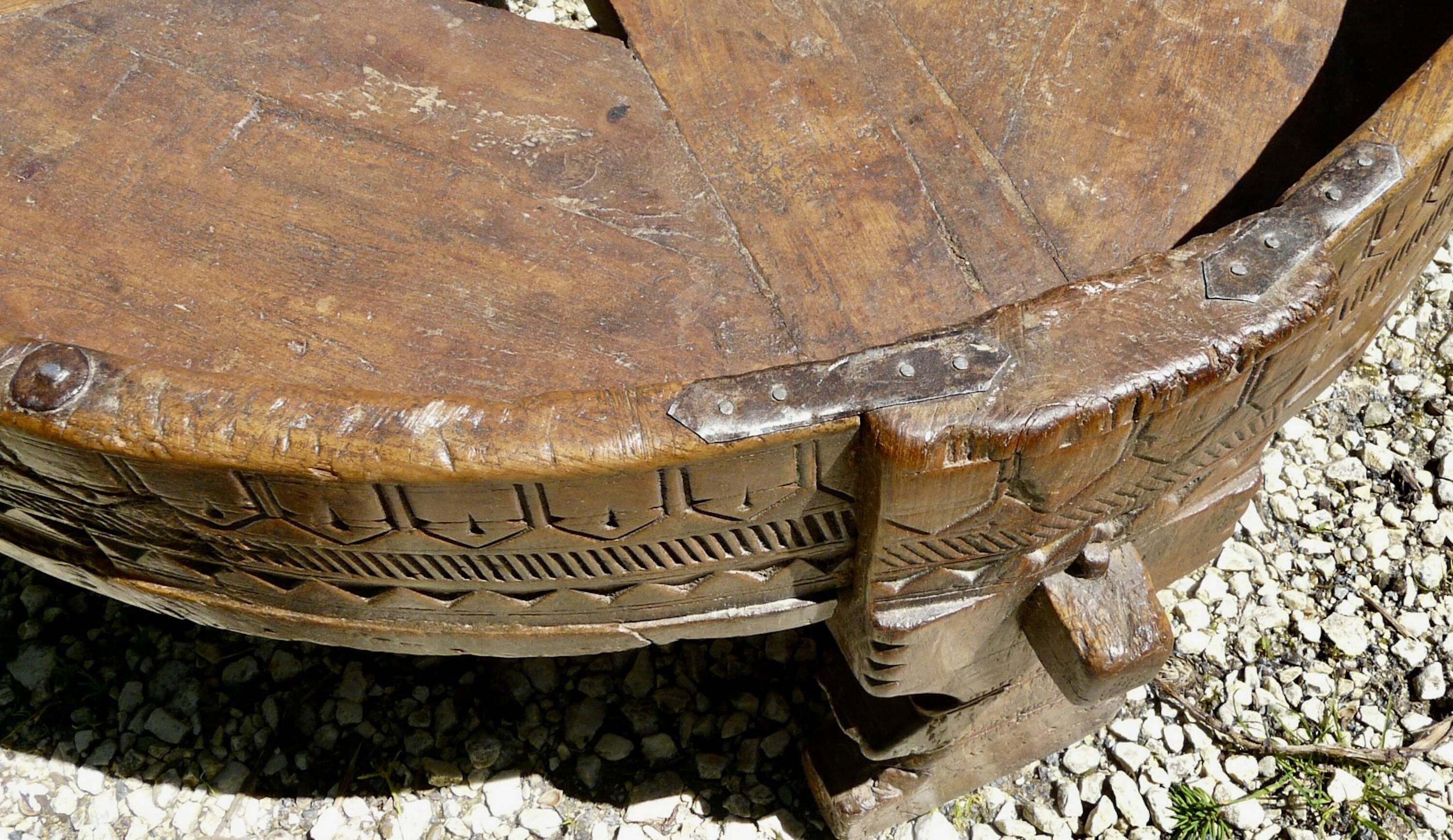 19th Century Indian Carved Coffee Table - Folk Art