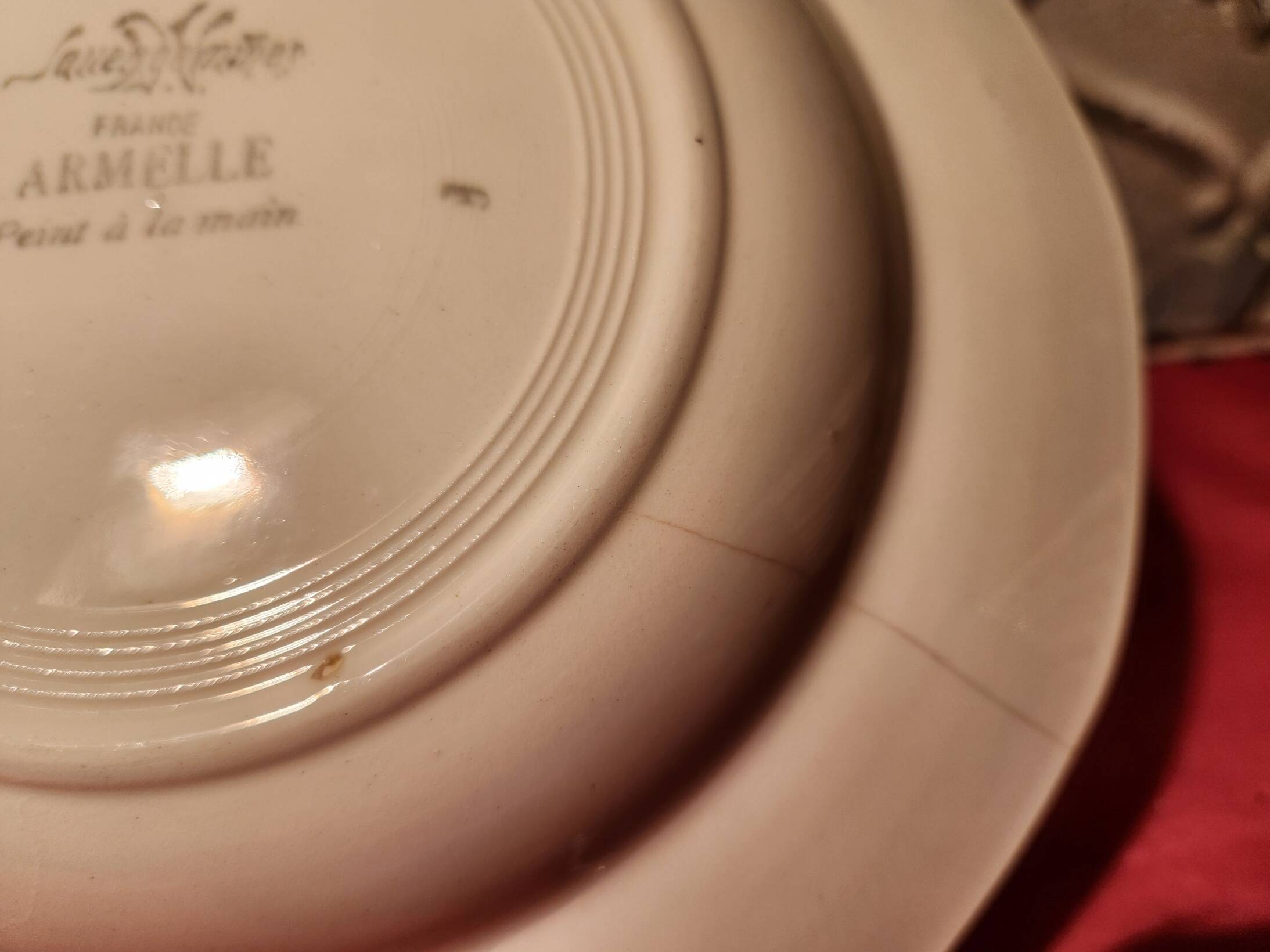12 deep plates Armelle Sarreguemines hand-painted