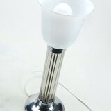 Chrome Art Deco lamp, glass rods and opaline tulip