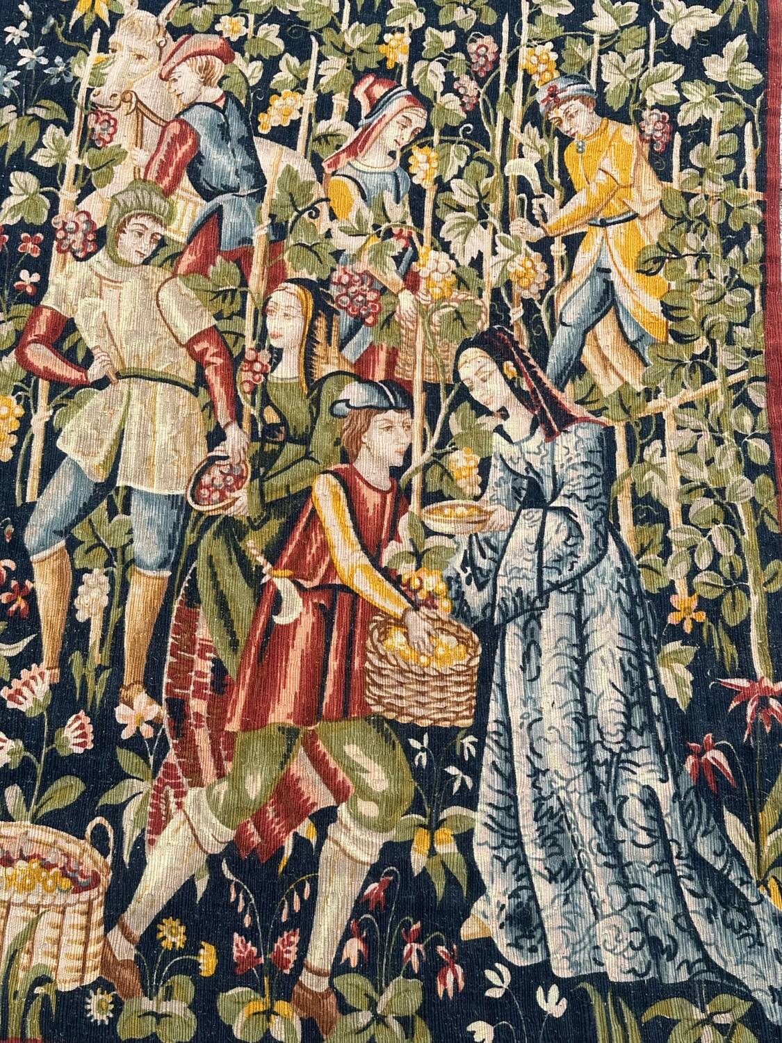 Tapisserie vintage sérigraphiée à la main "les vignerons"