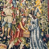 Tapisserie vintage sérigraphiée à la main "les vignerons"