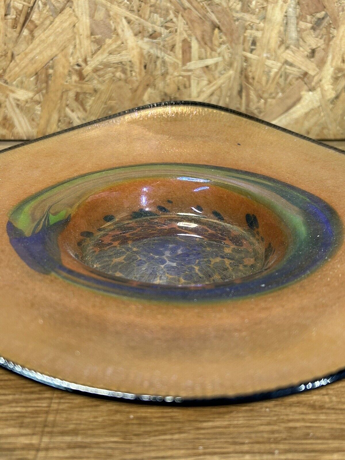 Cup, iridescent glassware, signature
