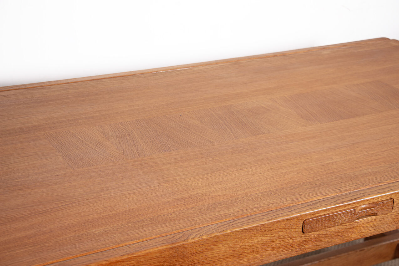 Large extendable dining table, 320 cm, in oak, Guillerme and Chambron.