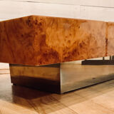 Rectangular elm magnifying glass coffee table, c. 1980