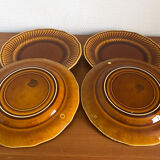 Assiettes à dessert vintages boch modèle trianon marron, années 60