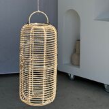 Large lantern-shaped rattan pendant lamp H50 D24