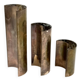 Ensemble de 3 vases en métal argenté des années 1970, GiBi Italie