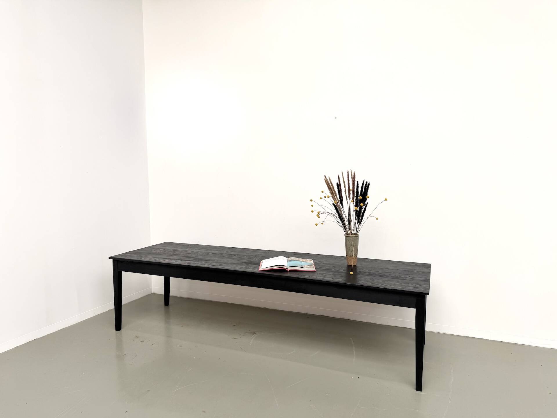 Large burnt wood table Shou Sugi Ban - 300 x 90 cm