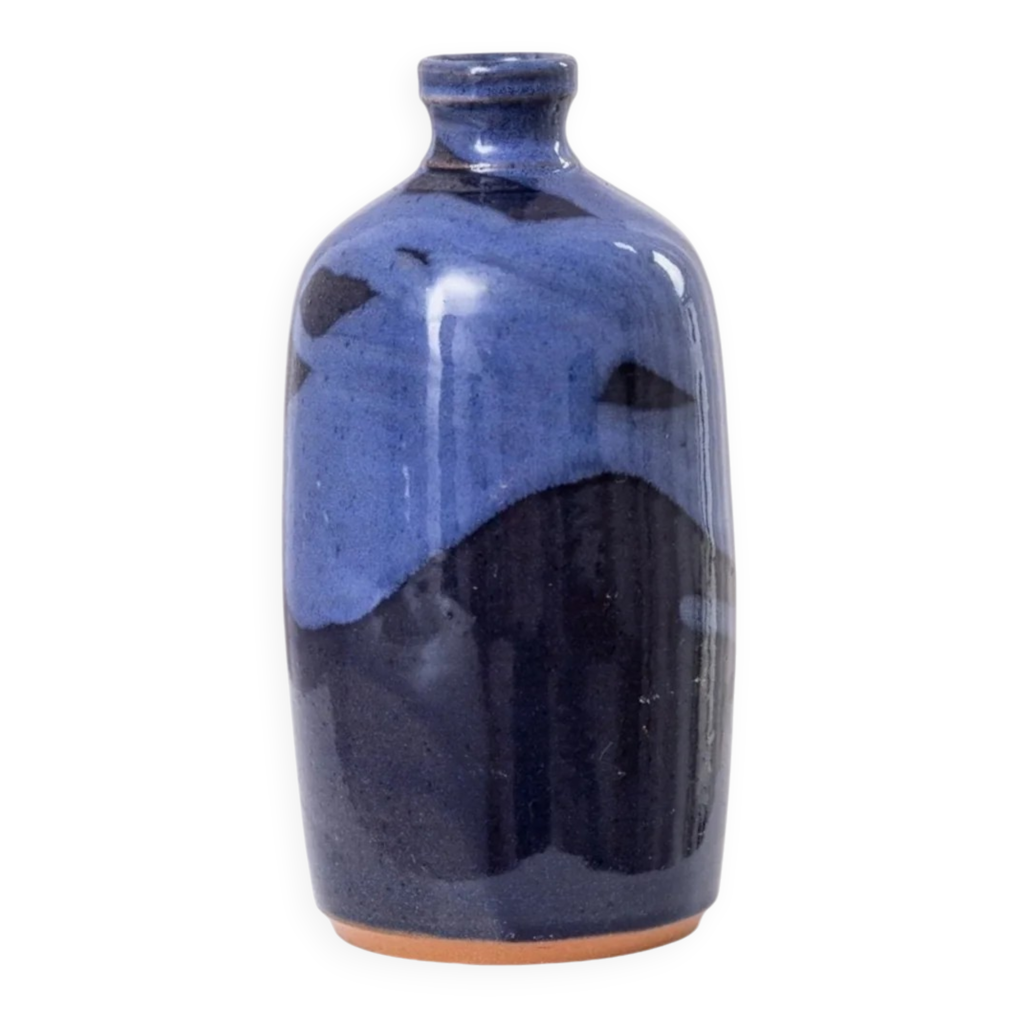Navy Blue Glazed Ceramic Vase by Wolfgang Thibault Keramik – Mid-Century 1970s Studio Vase