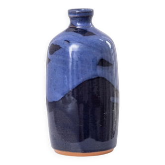 Navy Blue Glazed Ceramic Vase by Wolfgang Thibault Keramik – Mid-Century 1970s Studio Vase