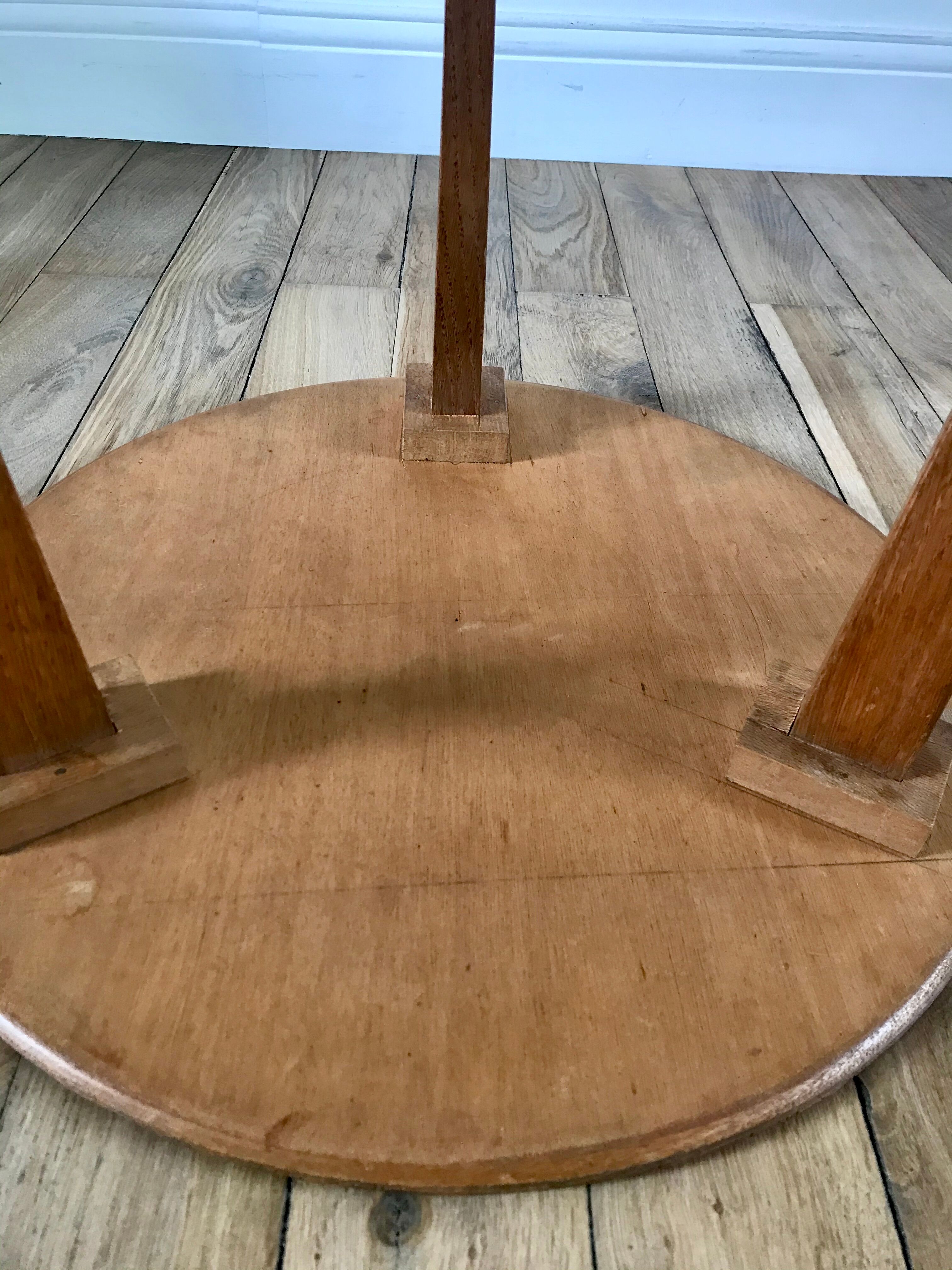 Tripod wood veneer side table 50-60s