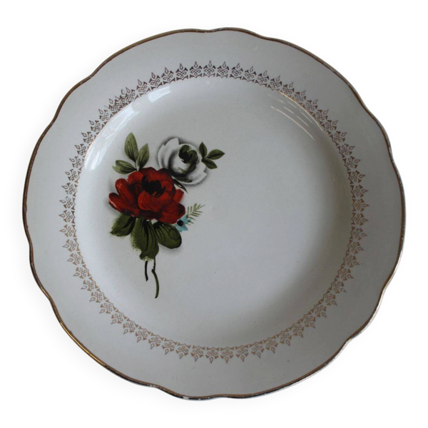 Assiette plate roses Digoin