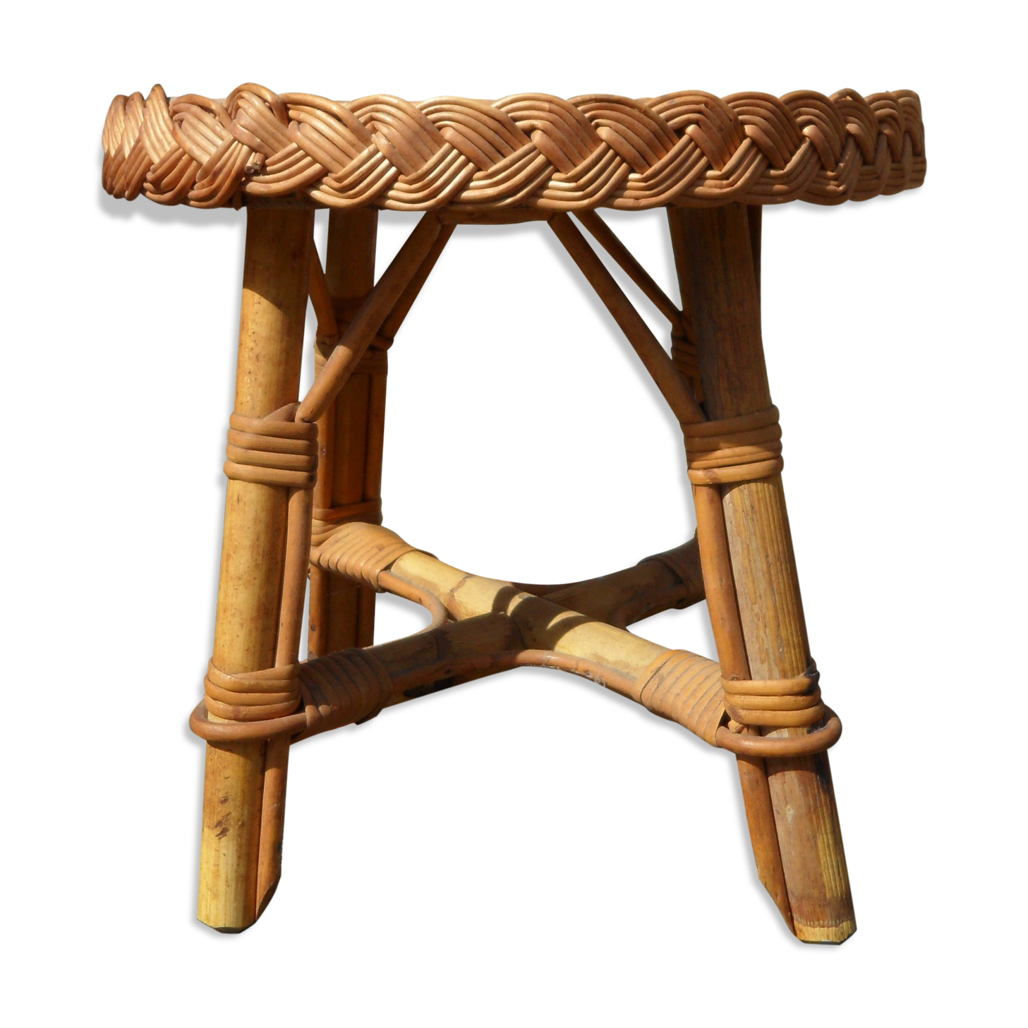 Tabouret en osier années 40