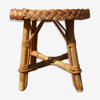 Tabouret en osier années 40