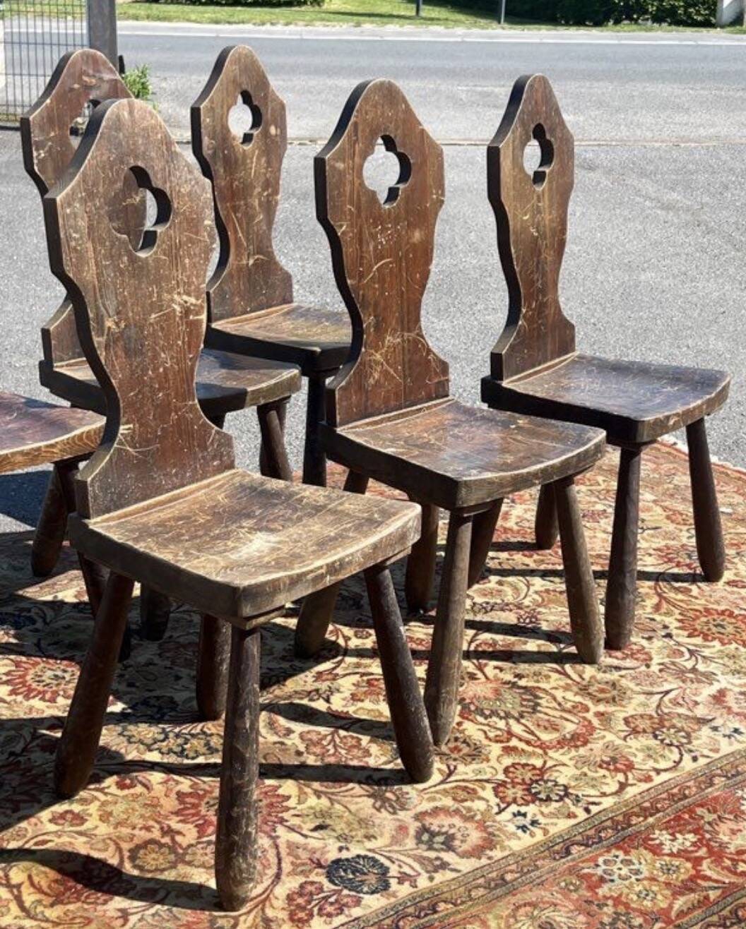 Lot 6 chaises brutalisées campagne montagne
