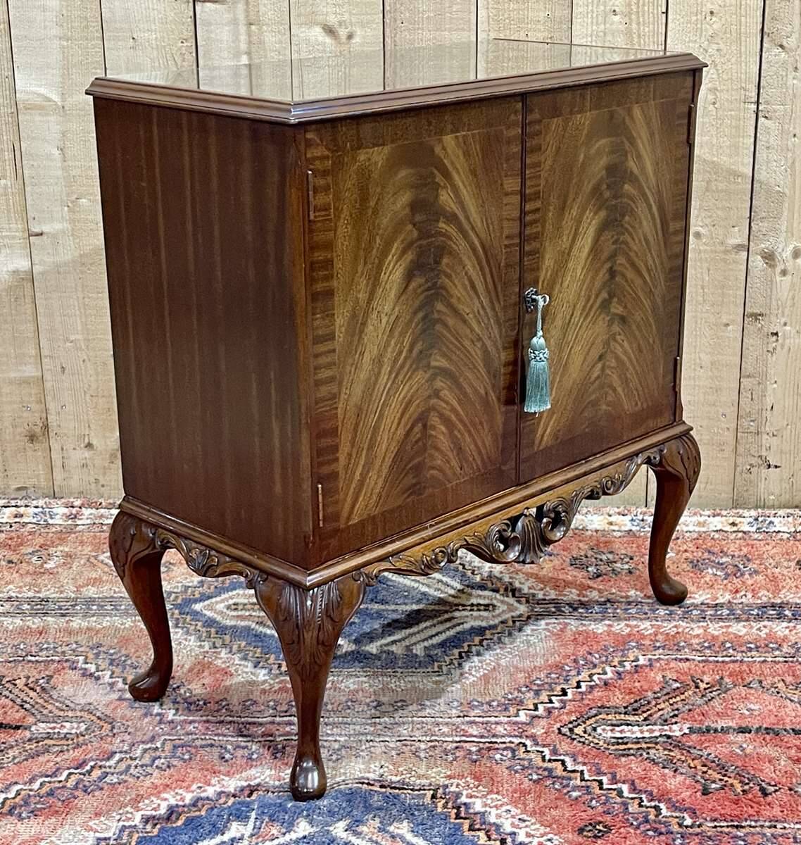 1950s Chippendale Mahogany Sideboard with Glass Top