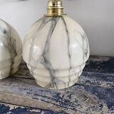Pair of Art Deco wall lights in marbled opaline