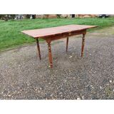 Country farmhouse table in pine and walnut, 1 drawer
