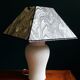 Vintage granite foot lamp and pyramid lampshade in marbled paper