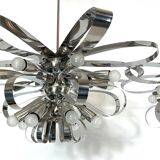 Mid-century pair of Italian chrome chandeliers from 70