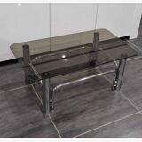 Coffee table in glass and chrome metal from the 70s