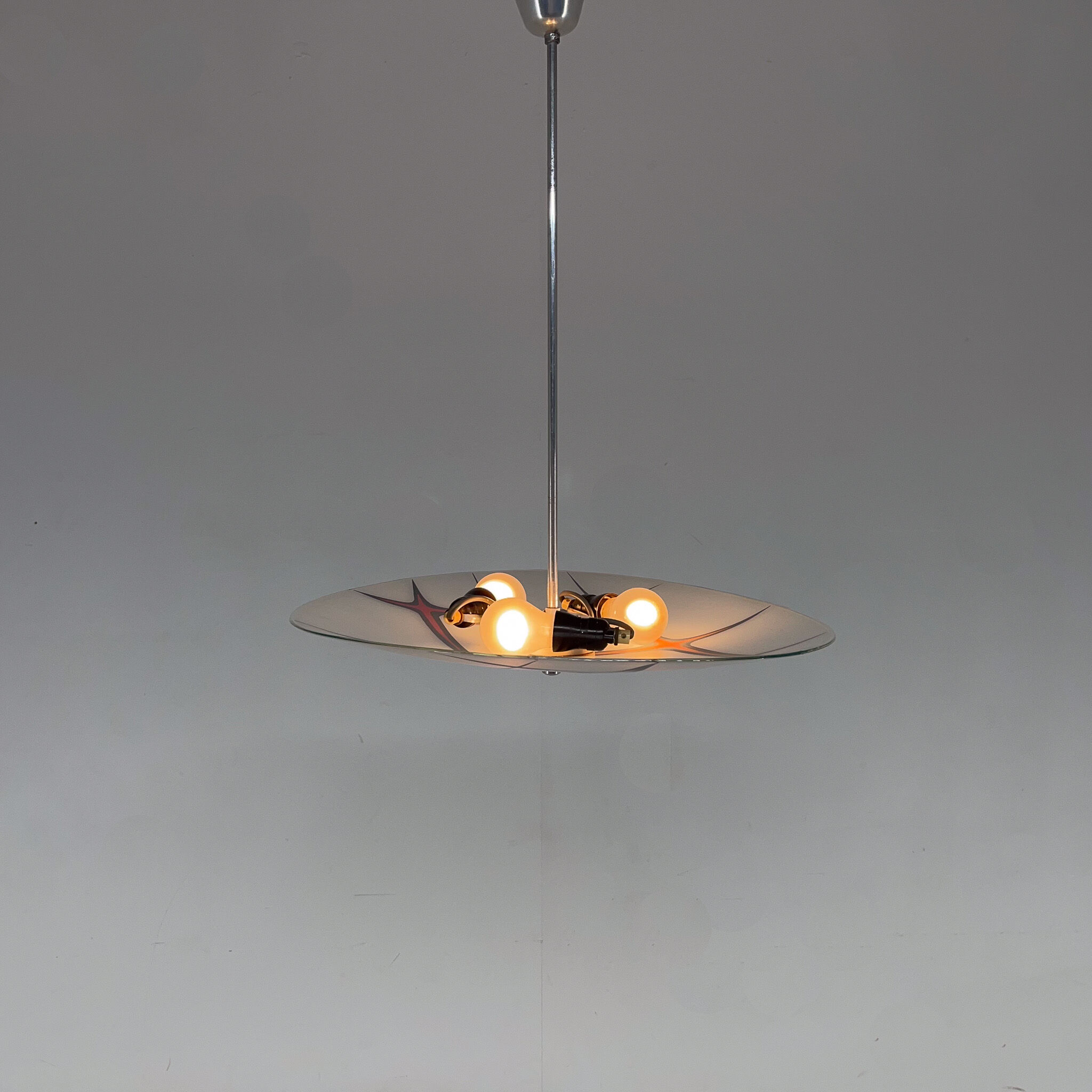 Mid Century Glass Pendant by Napako, Czechoslovakia, 1960's, Marked