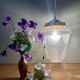Vintage globe pendant light in white and gold frosted glass