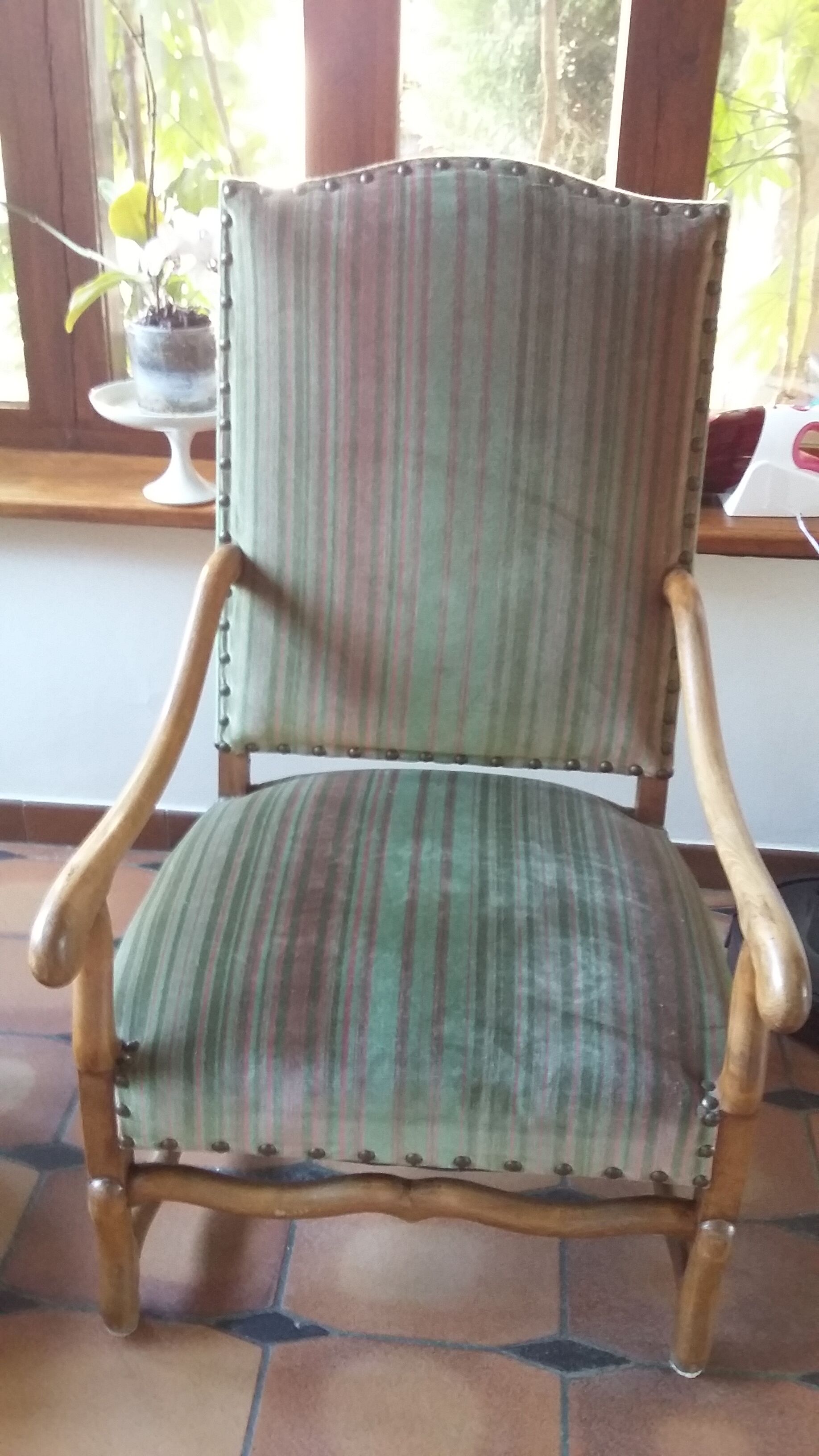 Pair of chairs fabric striped Velvet
