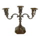 Large silver-plated metal three-light candlestick