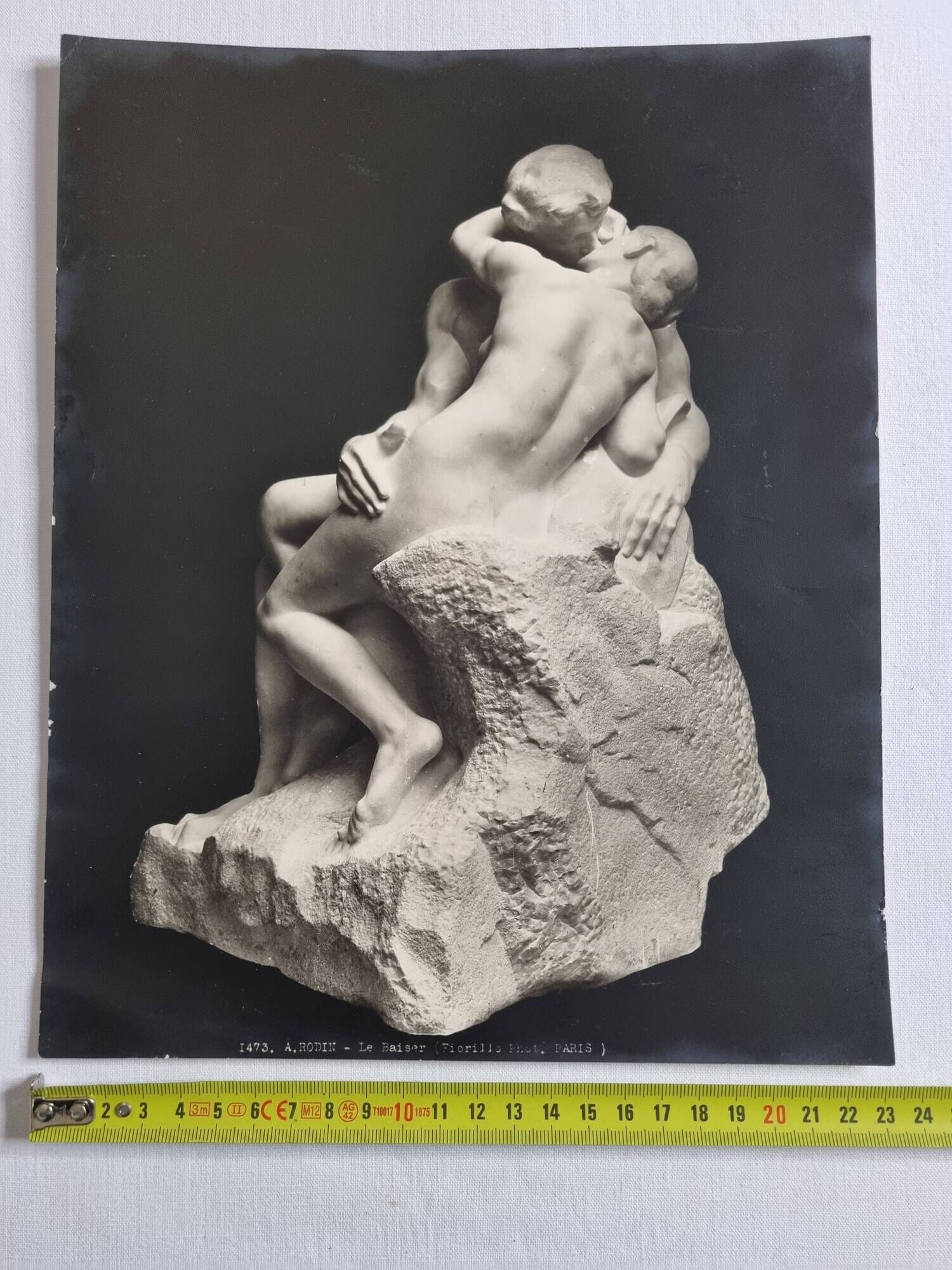 Old photograph by Eugène Fiorillo after Auguste Rodin, the kiss, silver print